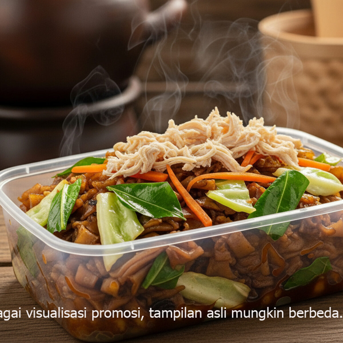 Kwetiau goreng dengan ayam suwir