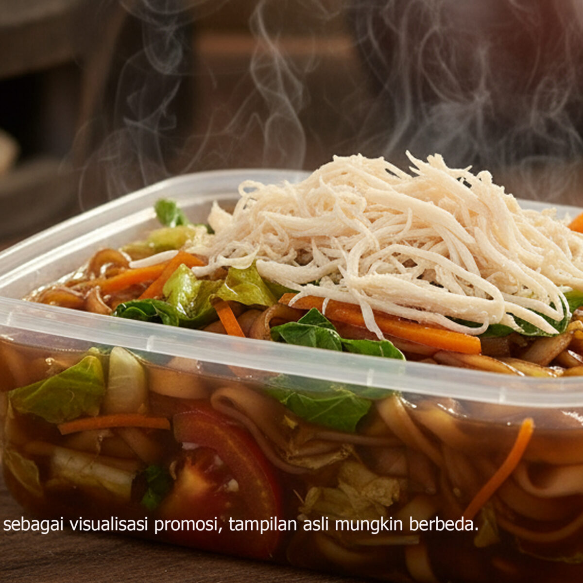 Kwetiau rebus dengan sayuran segar