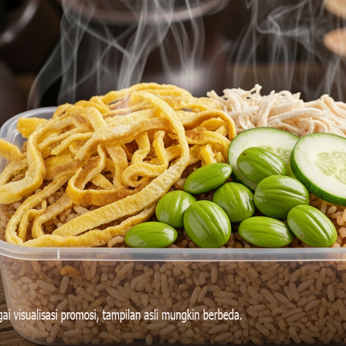 Nasi goreng dengan petai dan telur